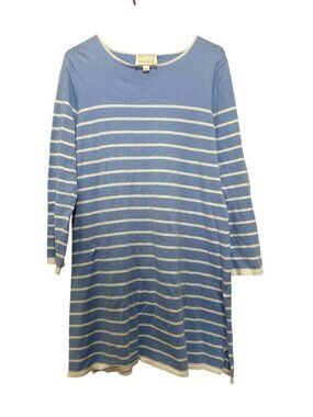 Sail To Sable Nautical Striped Sweater Dress Womens Large Blue Boat Neck Knit